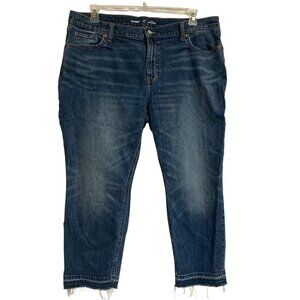 Women's OLD NAVY Unhemmed Mid-Rise Boyfriend Jeans Size 16 Petite